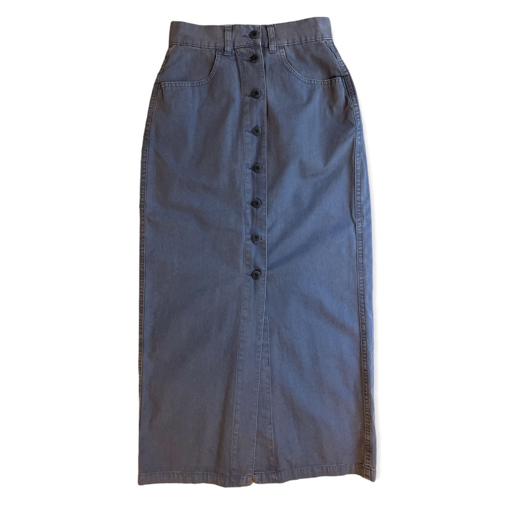 Vintage High Waist Midi Skirt Blue Family Benetton Basic